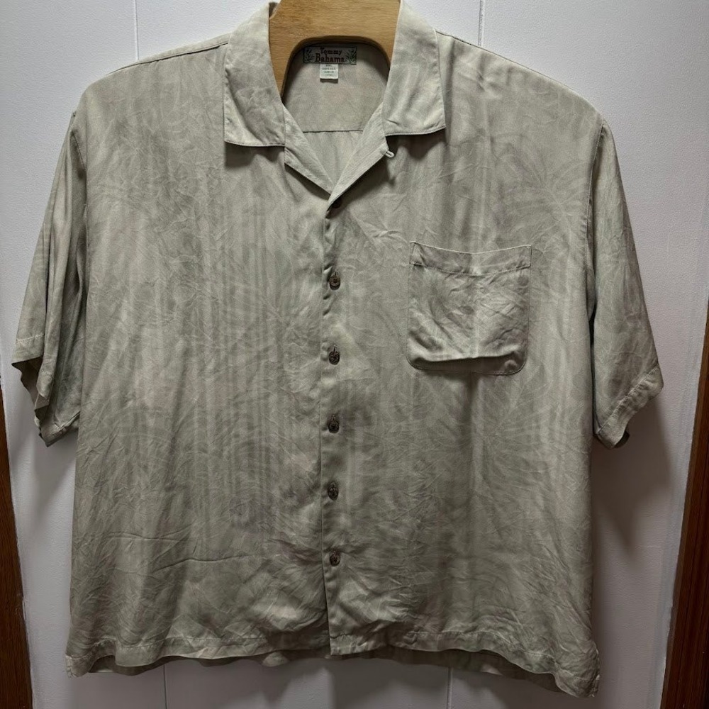 Tommy Bahama Mens Silk Short Sleeve Button Up‎ Shirt Tropical Leaf Print XXL